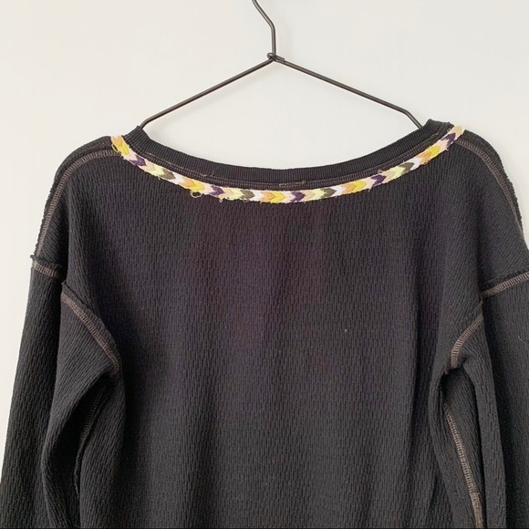 Free People We the Free Black Henley Thermal - Picture 7 of 8